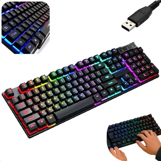 Teclado Semi Mecanico Gamer Iluminado Rgb Para Pc Computador Teclado Semi Mecanico Gamer Iluminado Rgb Para Pc Computador