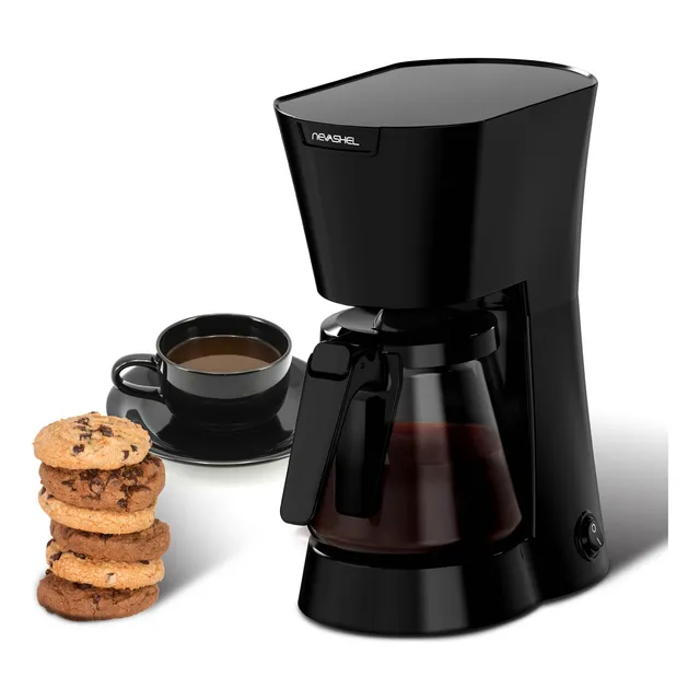 Cafetera de Goteo Nevashel Kitchen AD-17 para 5 Tazas (750 ml) con Filtro Permanente Reutilizable Diseño Compacto y Elegante Color Negro Ideal para Hogar u Oficina Fácil de Usar y Limpiar