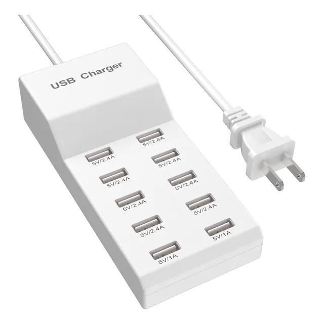Cargador Usb De Pared 10 Puertos Para Múltiples Dispositivos