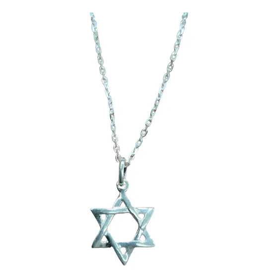Pingente Hexagrama Estrela De Davi + Corrente 50cm Prata 925