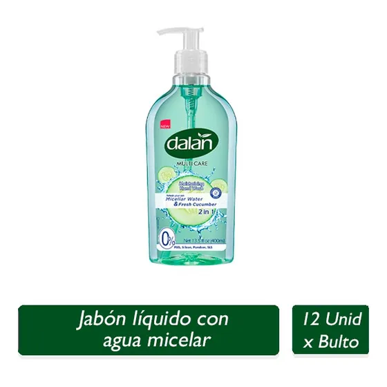 Jabón Líquido Dalan Micelar Pepino Fresco 12 Unid, 400 Ml