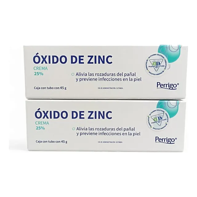 2 Óxido De Zinc Crema 25% P/ Rozaduras Tubo C/45 G Perrigo