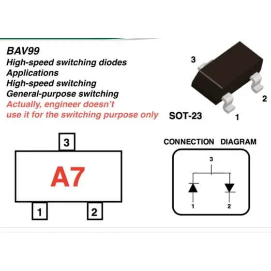 Transistor Tipo Switching Diode Bav99 Bav99hyt116   V Diodo