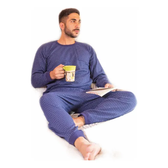 Pijama De Hombre Jackard Algodon Pesado. S Al Xxxxl