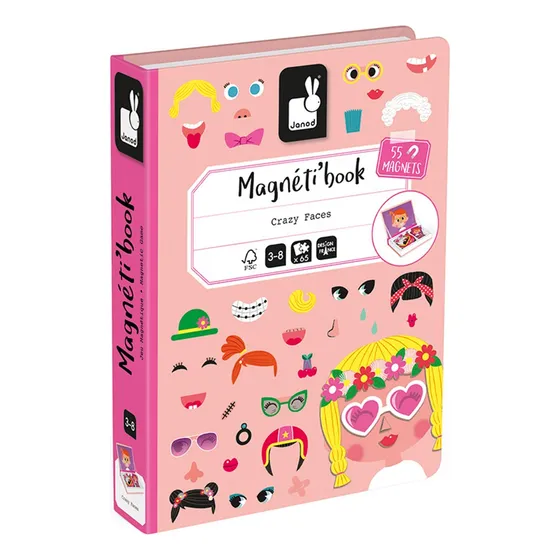 Janod Juguete Para Bebé Magnetibook Niñas Cara Locas