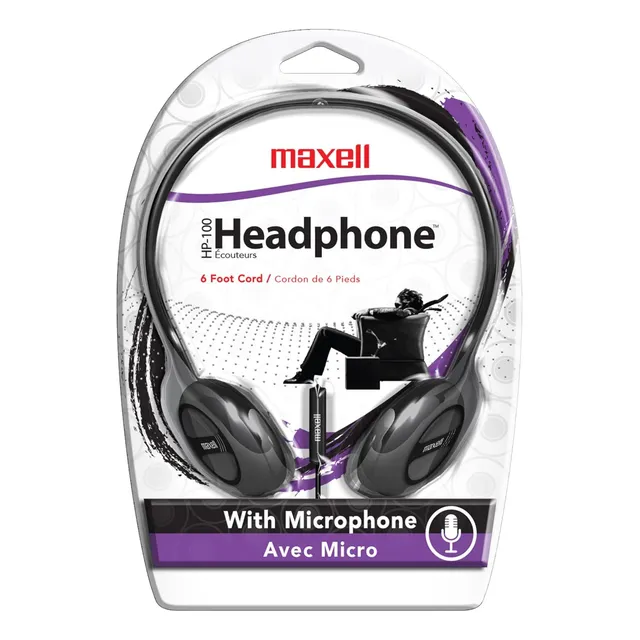 Auriculares Supraaurales Maxell® Hp-100 Con Microfono, N...