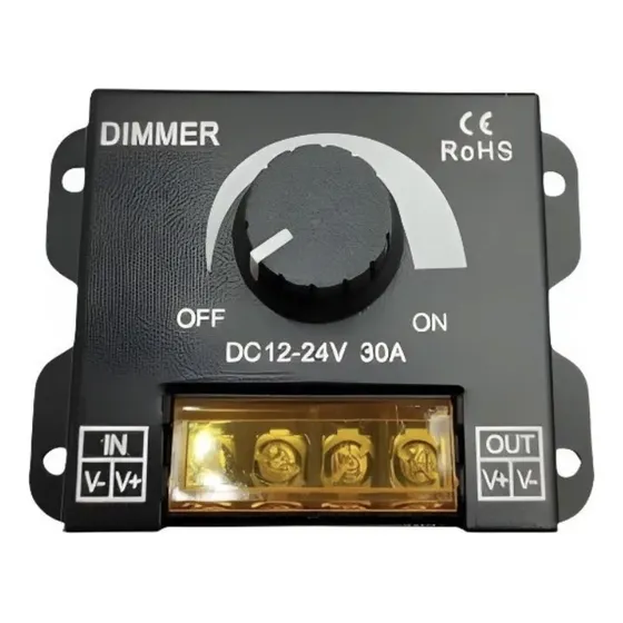Dimmer Monocromático Tira Led Perilla 30a 12/24v Bornera