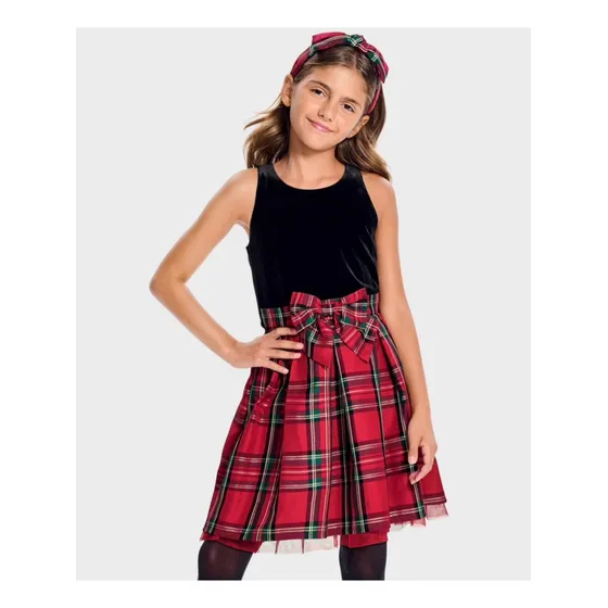 Vestido Para Niñas Acampanado Y Ajustado De Terciopelo