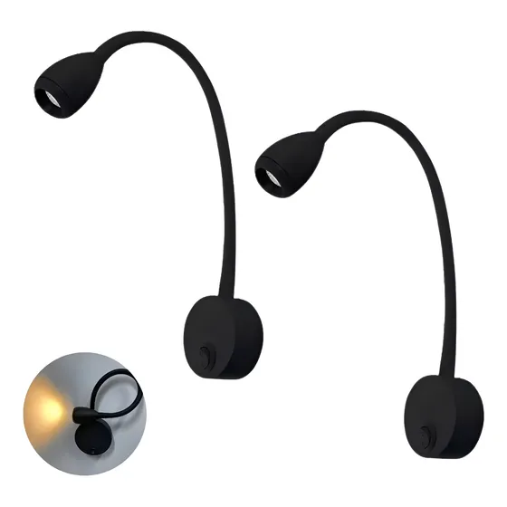 Kit 2 Arandelas Led Flexível Para Leitura Cabeceira Bivolt