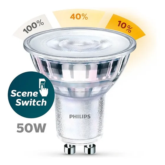 Lampara Dicroica Led Gu-10 5w Philips Scense Switch Calida Color De La Luz Blanco Cálido