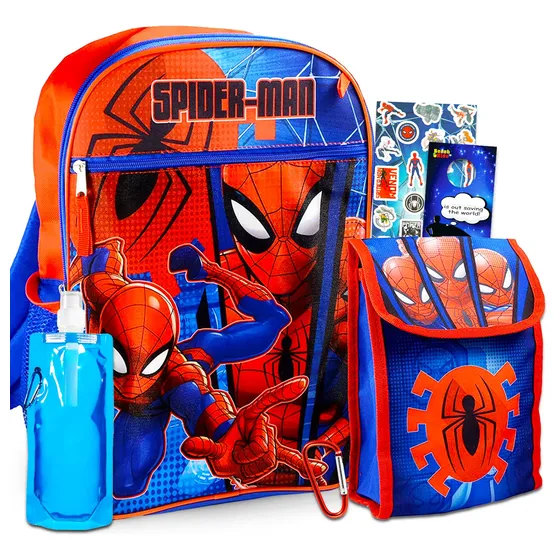 Mochila De Araña De Maravilla Con Caja De Almuerzo  5 Bbk1t