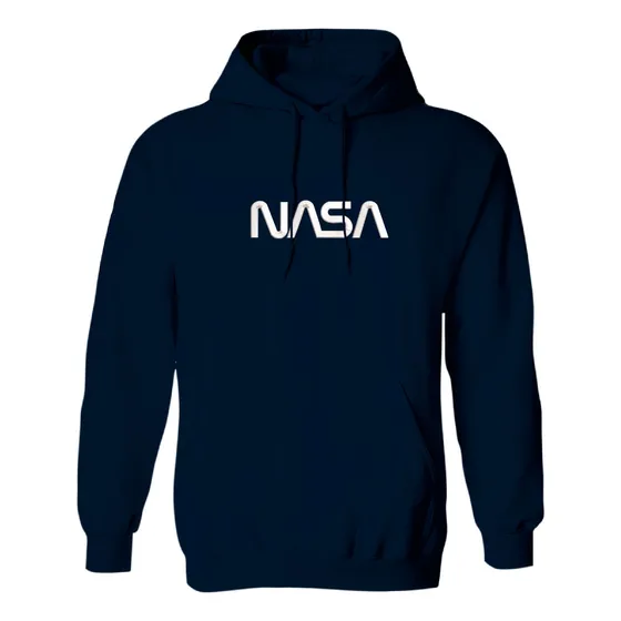 Sudadera Con Gorro Bordada Nasa Texto Letras Galaxia Lunar