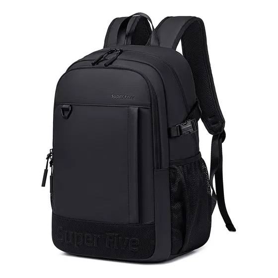 Mochila Super Five Fb00696 Deportiva Viaje Laptop Negro Liso