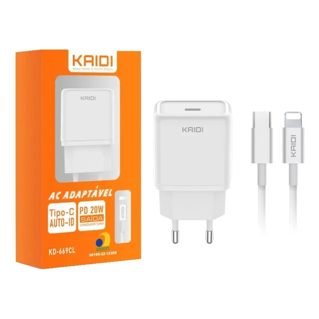 Carregador Compacto Pd 20w Para iPhone 8 Ao 14 Pro Max
