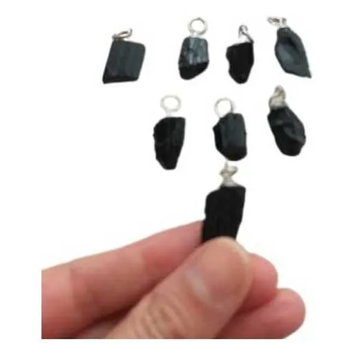 Colgante De Piedra Turmalina Negra Natural ,en Bruto