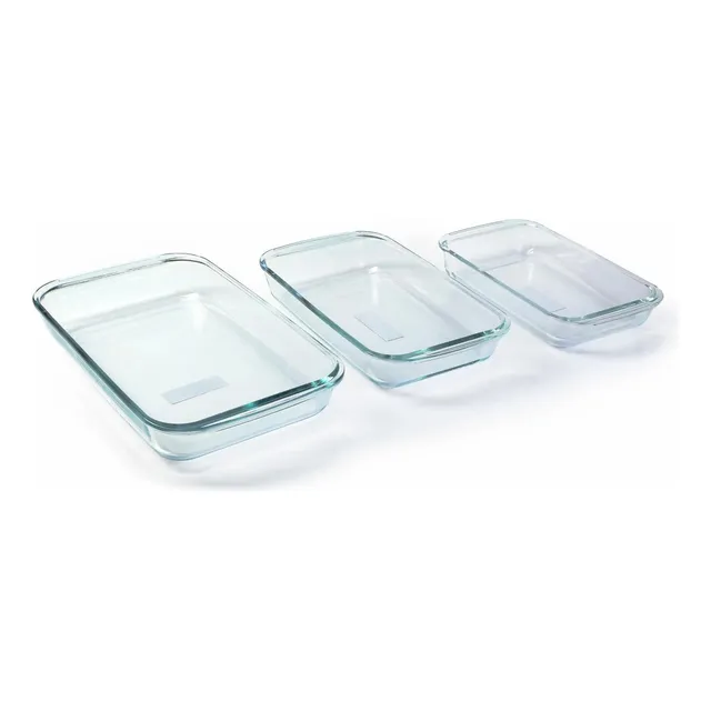 Set X 3 Refractarias De Vidrio Para Horno 1 - 1.6 - 2.2 Lt