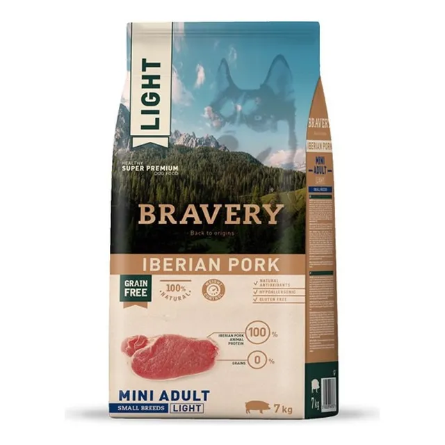 Alimento Bravery Cerdo Ibérico Light Adulto Large/medium 12