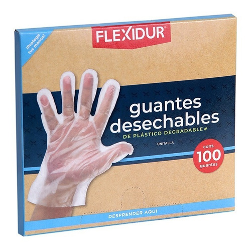 100 Guantes Desechables Degradables De Plástico Flexidur