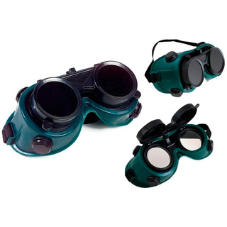 Mascara Tipo Óculos Solda Articulável Lente Dupla Emborracha Cor Verde-escuro Liso Mascara Tipo Óculos Solda Articulável Lente Dupla Emborracha Cor Verde-escuro Liso