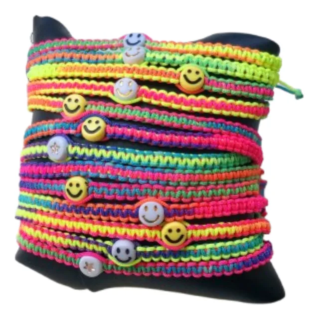 Pulseras Amor Amistad Hilo Chino Multicolor Bff Carita Feliz
