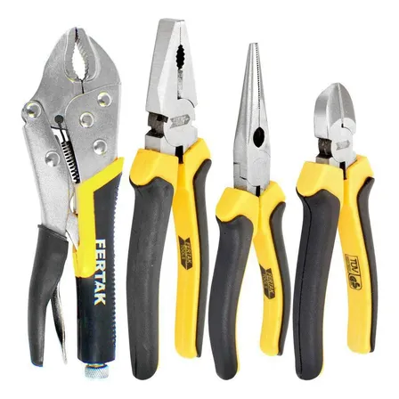 Kit 4 Alicate Jogo Ferramenta Corte Bico Universal Pressão