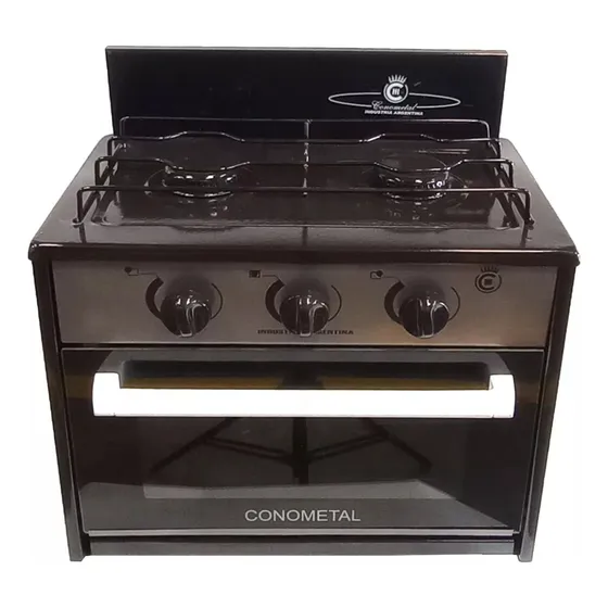 Anafe De 2 Hornallas Con Horno Envasado Negro Conometal