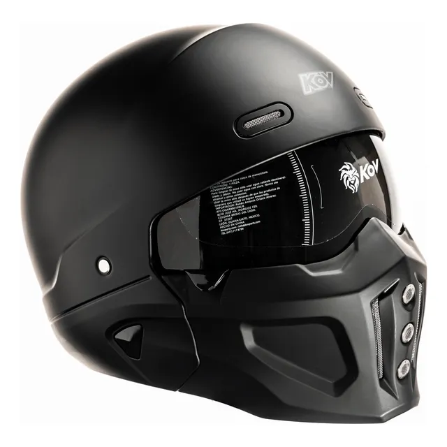 Casco Motociclista Kov Spectrum Solido Negro Mat Desmontable