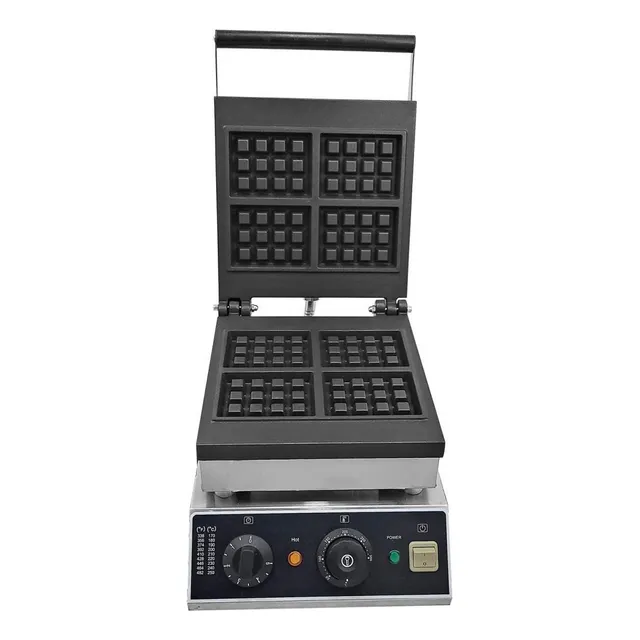 Waflera Industrial Electrica De 4 Wafles De Uso Comercial Color Negro Con Griss
