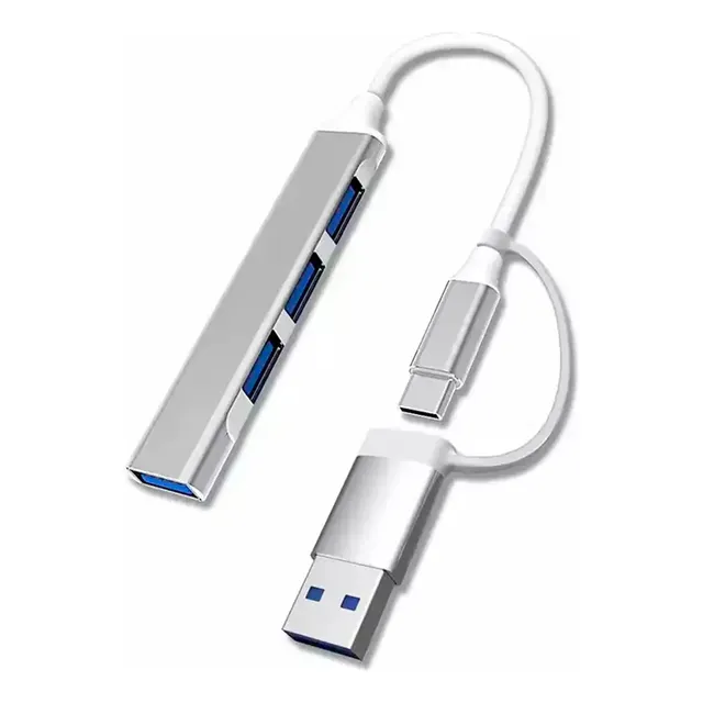 Hub Multipuerto 4 Puerto Usb 3.0/2.0 +adaptador Usb Tipo C