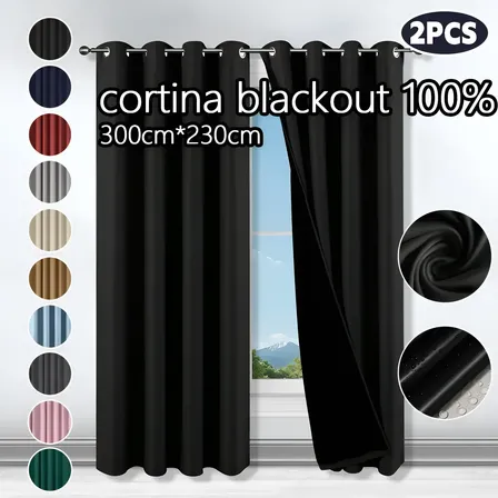 2 Panele Cortinas Blackout Para Ventana 300x230cm Habitacion