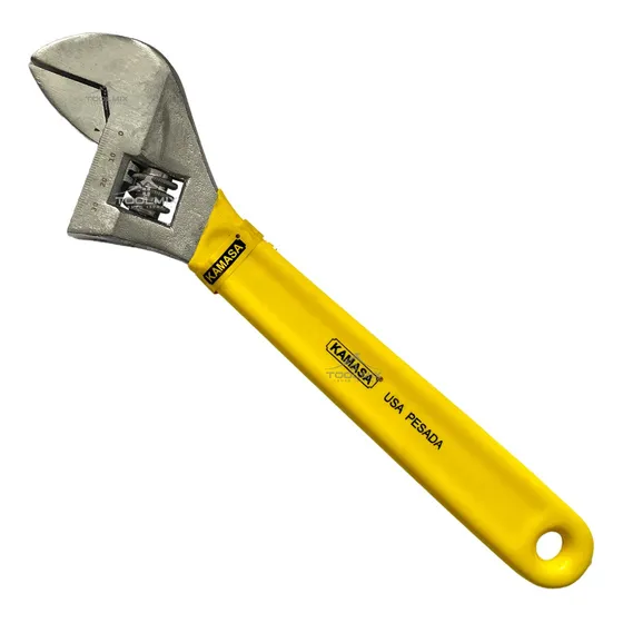 Llave Francesa Ajustable 12 Pulgadas Kamasa Profesional Color Amarillo