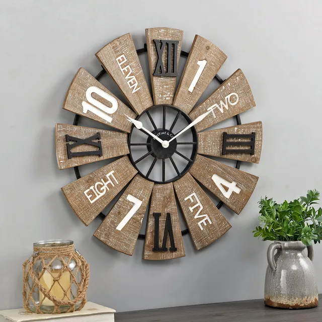 Reloj Pared Molino Viento Para Oficina Casa Escuela Cocina X