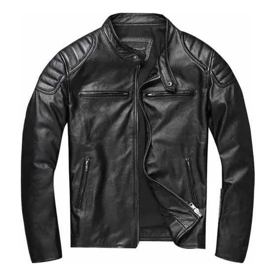 Jaqueta De Couro Legítimo Masculina Motoqueiro Speed Black