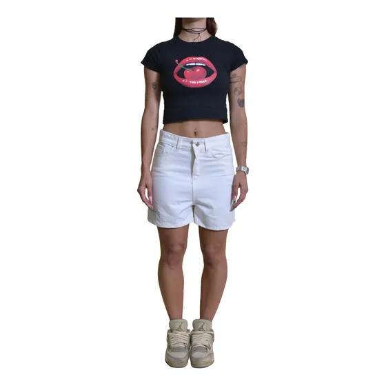 Short Jeans Blanco Rigido Tiro Alto Hershedenim Mujer
