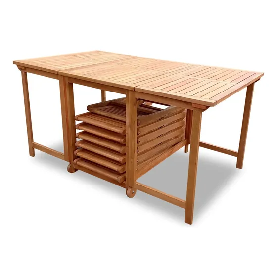 Mesa Libro Madera Eucalitpus 1.56x0.90 Jardín Con Ruedas