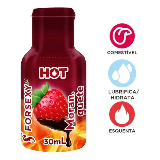 Gel Lubrificante Íntimo Massagem Beijável Morango Esquenta