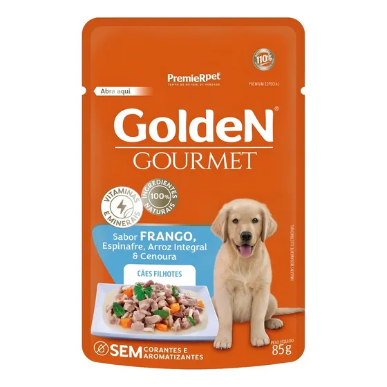 Ração Úmida Cães Golden Gourmet Filhotes Frango 85g
