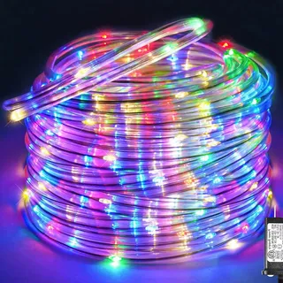Manguera Serie Luces Exterior 32m 300 Led Guirnaldas Luz Color Focos ,IP65 impermeable con 8 modos de iluminación, jardín para fiestas, patios, vacaciones y decoración de árboles