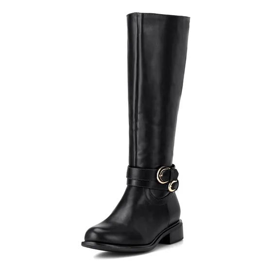 Botas Largos Mujer Botas Rectas Diario Moda Cuero Liso Weide