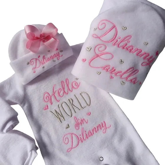 Traje Enterizo Recién Nacido Niña Hello World Personalizado 