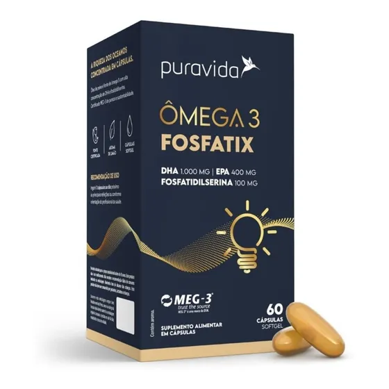 Ômega 3 Fosfatix Puravida Fosfatidilserina 60 Capsulas sin sabor