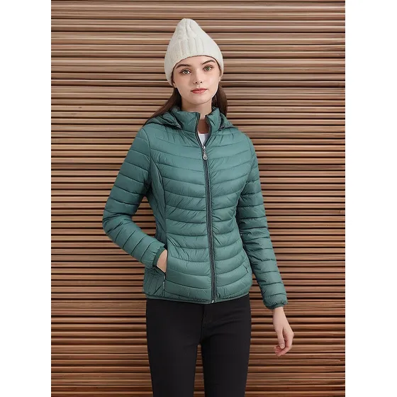 Casaca Invierno Mujer Pluma Ganzo Capucha Desmontable 