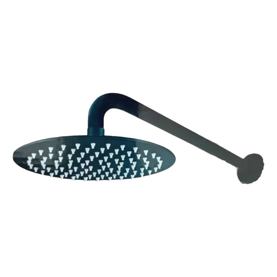Ducha Regadera Cuadrada 8 Pul  Con Tubo Acero Inox Color Neg