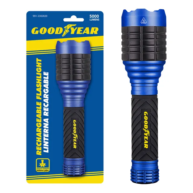 Linterna Goodyear 5000 Lm Resistente A Golpes Azul Y Negro