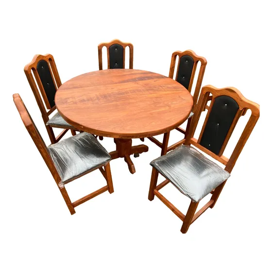 Mesa Redonda 1,20 Mts + 5 Sillas Tapizadas Premium Oferton