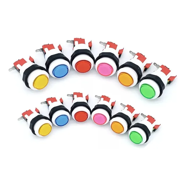12pcs Botones Arcade Maquinita Seis Colores Y Micros Zippy