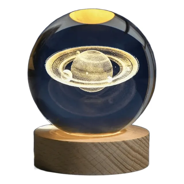 Esfera De Cristal 3d Lampara Luz De Noche 8cm Color Niños
