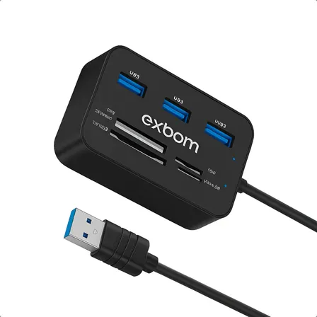 Hub Usb 2.0 7 Em 1 Leitor De Cartão Micro Sd Multiport Preto