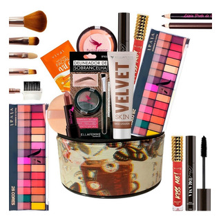Kit Maquiagem Com Maleta Base PĂł Compacto Batom Sombra RĂmel Kit Maquiagem Com Maleta Base PĂł Compacto Batom Sombra RĂmel