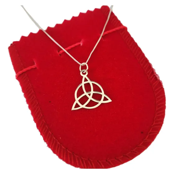 Pingente Colar Triquetra Celta Sagrado Prata 925 Cor60cm